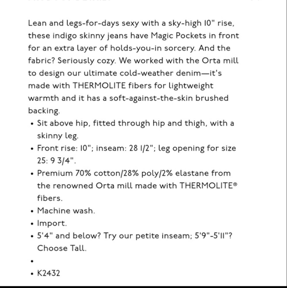 Madewell Thermolite 10" High-Rise Skinny Jeans 23 - Picture 8 of 8